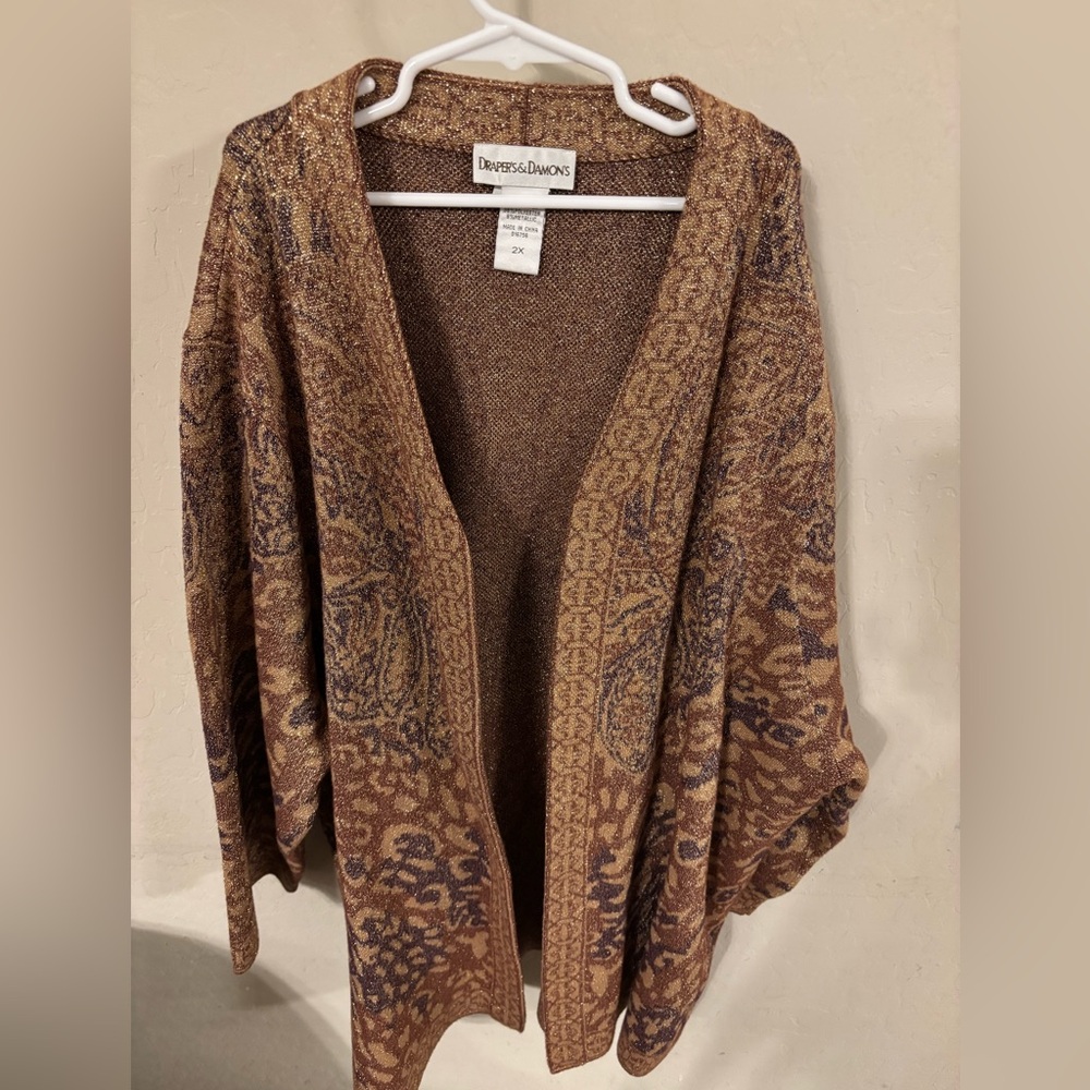 Open-Front Women's Cardigan Sweater - Brown Paisley